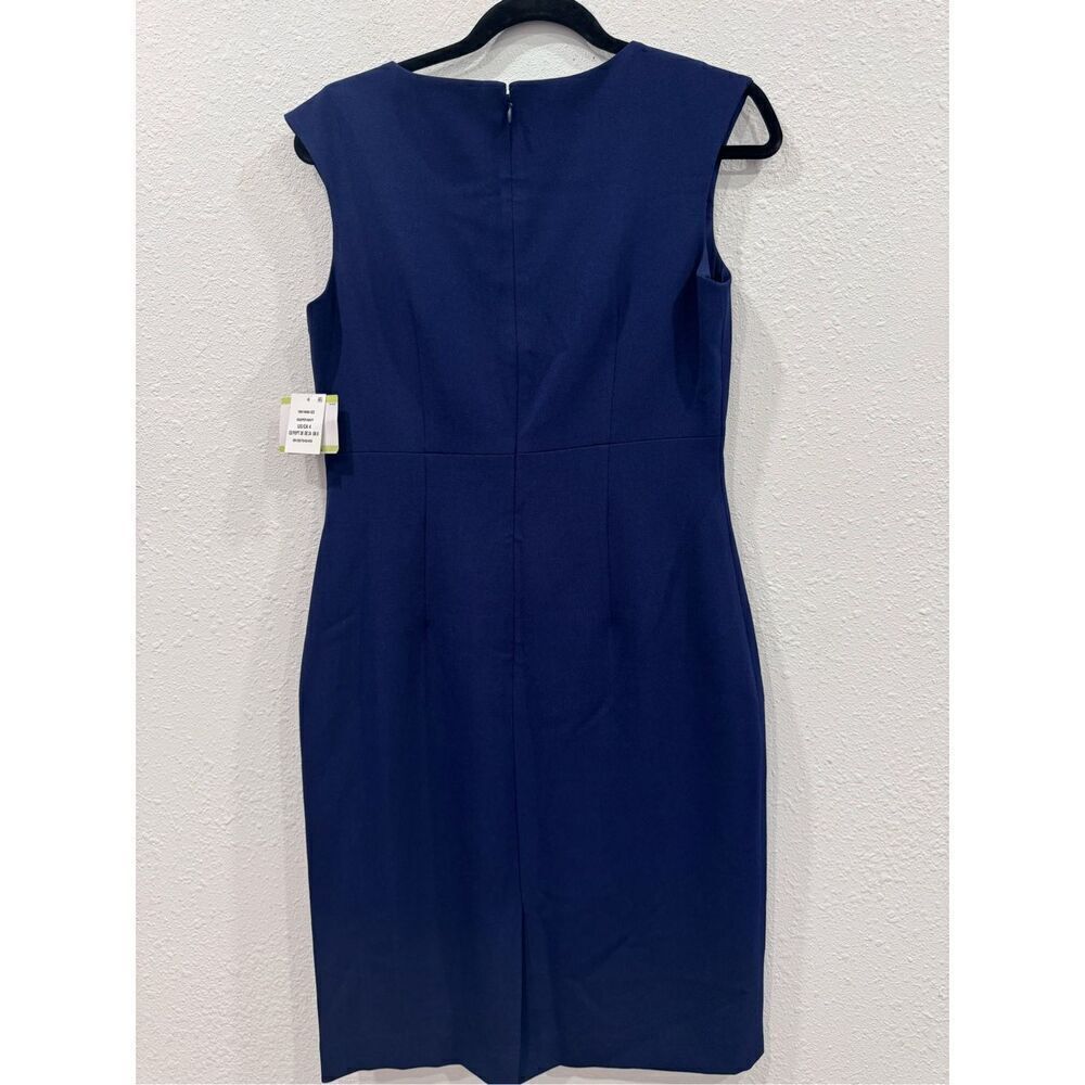 Kasper Women's Sheath W/Cut Out & Bar Trim navy size 4 - Picture 4 of 6